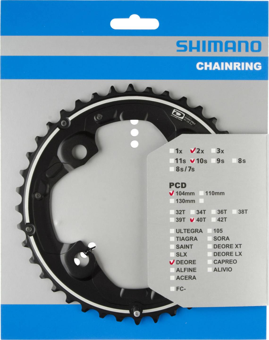 Fahrradteile Shimano Deore FC-M615 Chainring 104 BCD black 40T