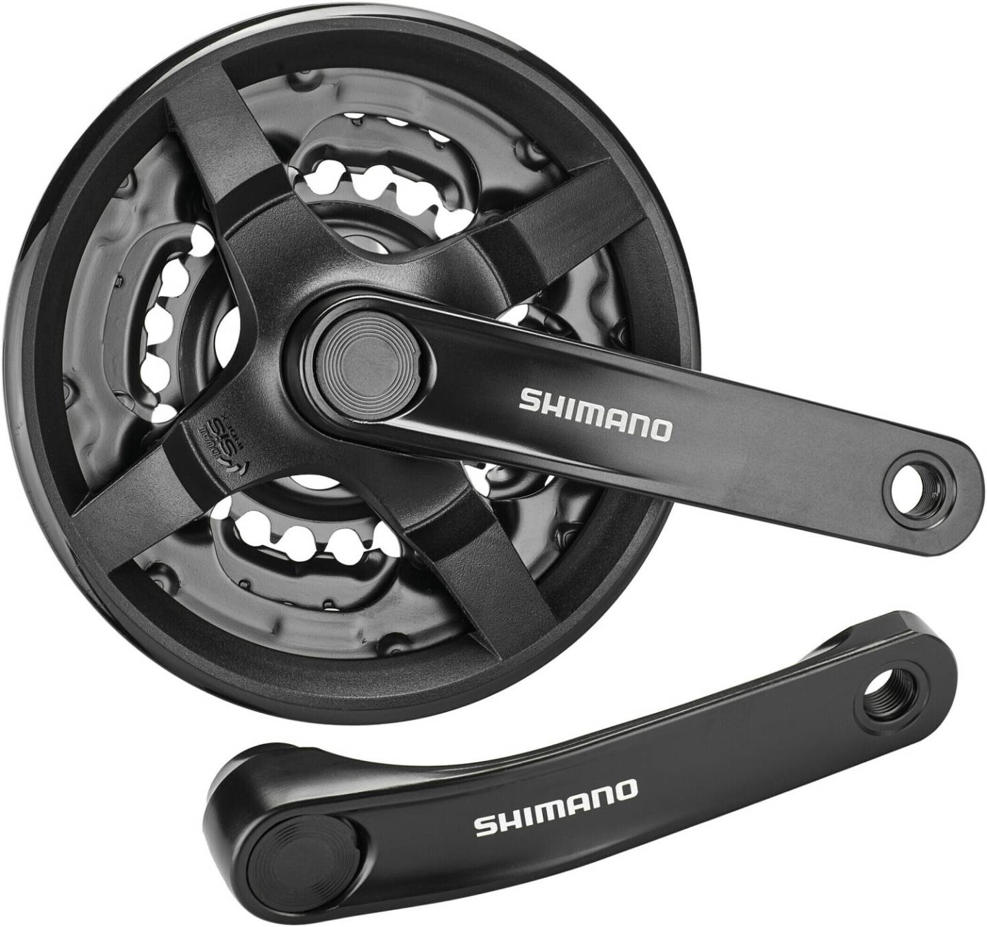 Fahrradteile Shimano FC-TY301 Kurbelgarnitur Vierkant 6/7/8-fach 42/34/24 Zähne schwarz 150mm